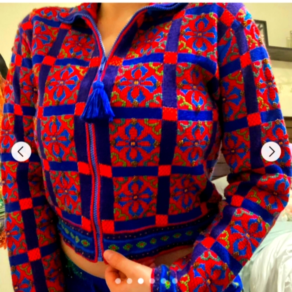 Michael Simon Multicolor Patterned Cardigan